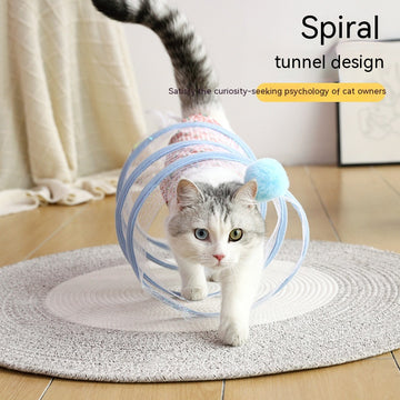 Collapsible S-Type Cat Tunnel Toy with Hanging Mouse – Interactive Play Tube for Cats & Kittens